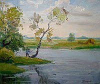 Картина Григорьев С. А.Пейзаж с рыбаками
