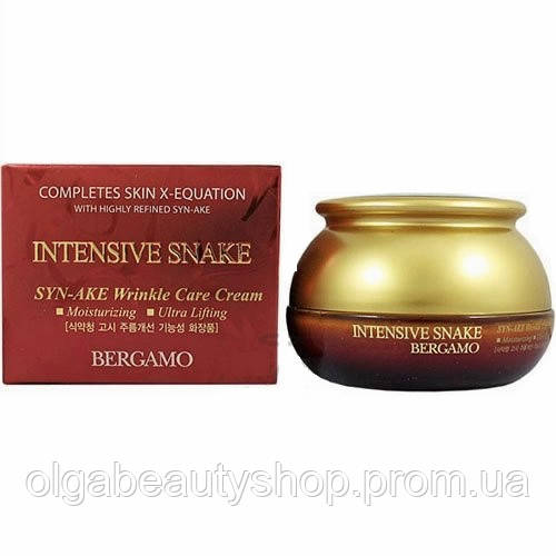 Крем для обличчя з пептидом зміїної отрути BERGAMO Intensive Snake SYN-AKE Wrinkle Care Cream 50g