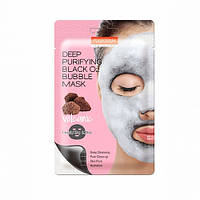 Тканевая маска кислородная вулканическая PUREDERM Deep Purifying Black O2 Bubble Mask Volcanic