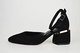Туфли открытые Lirio 0118 Черные замш-велюр 37 размер