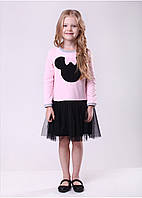 Платье для девочки "Мышки" (розовый/черный) рр. 98,104
