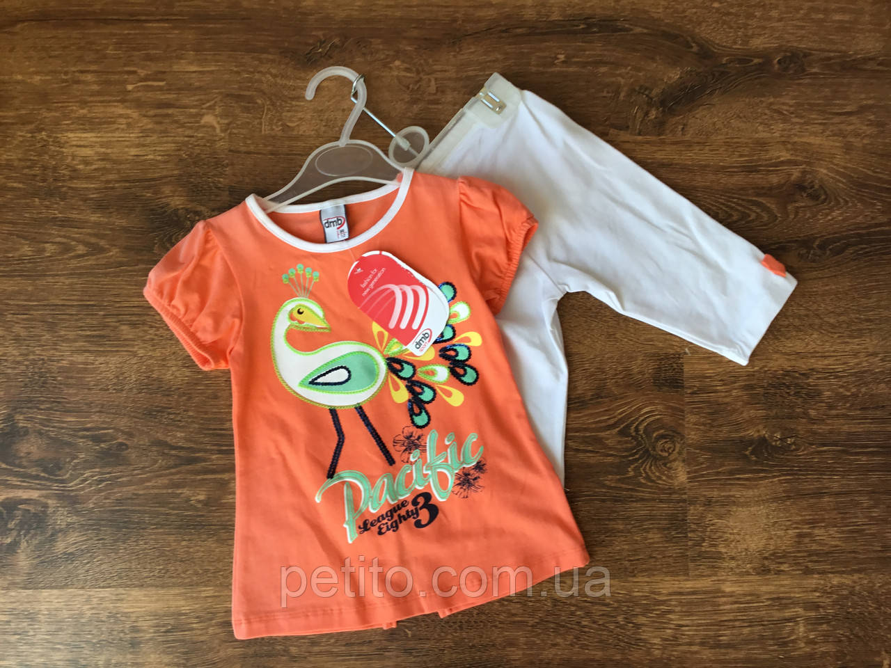 Літній дитячий костюм з помаранчевої футболкою, фото 1