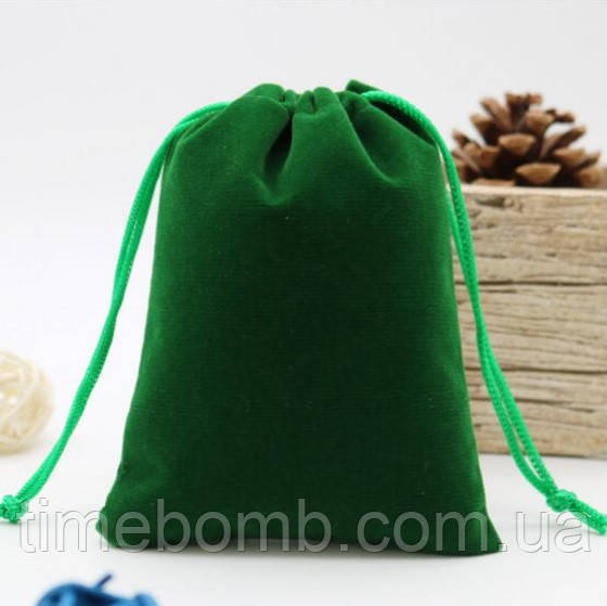 Подарунковий оксамитовий мішок 20 x 30 см зелений