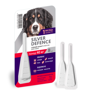 Краплі на холку Silver Defence від паразитів для собак вагою понад 40 кг, 8 мл — 1 піпетка