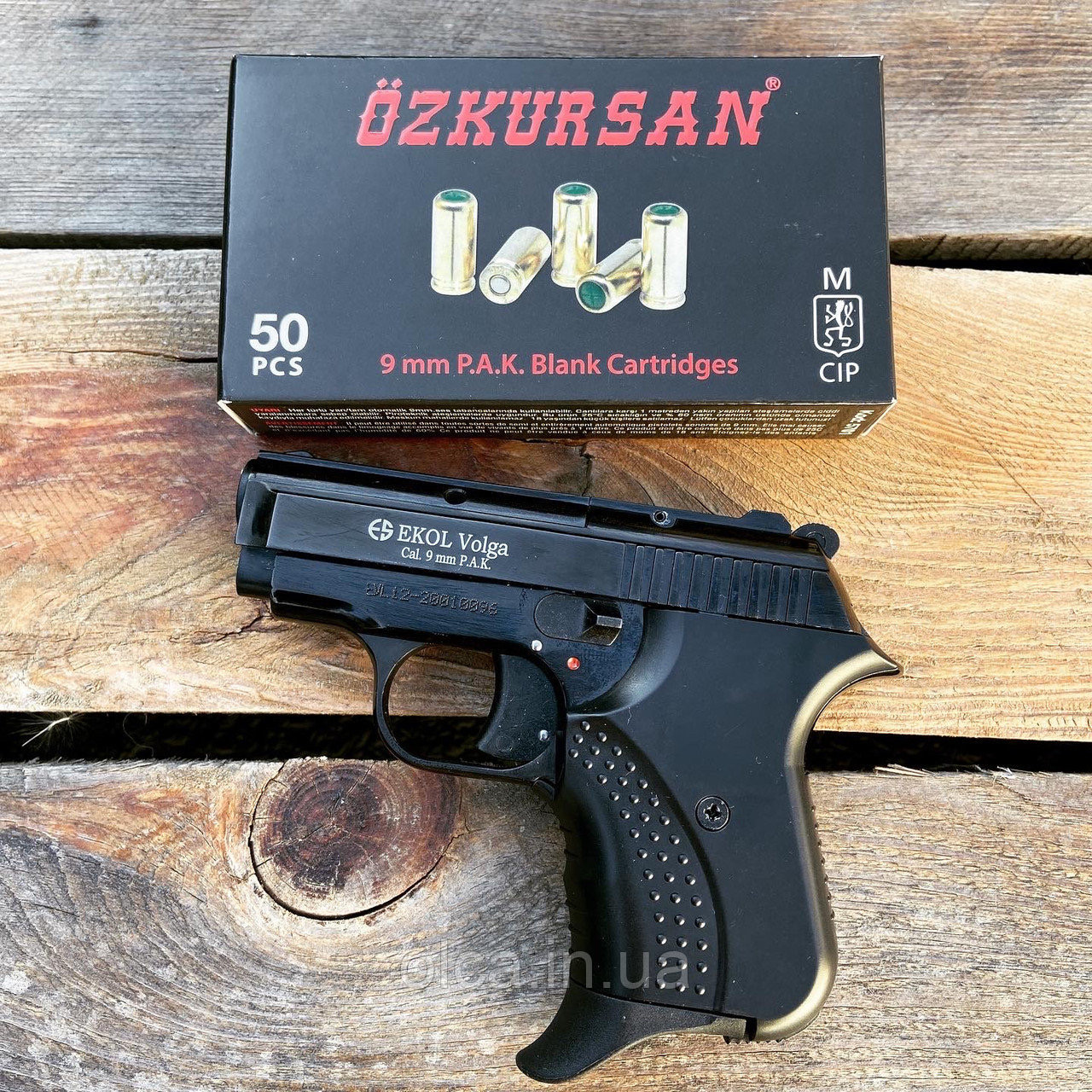 Стартовий пістолет Ekol Volga Black + патрони Ozkursan 9 mm, фото 1
