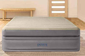 Надувная двухспальная  велюровая кровать INTEX 64164  (152Х203Х51),ел. насос, фото 2