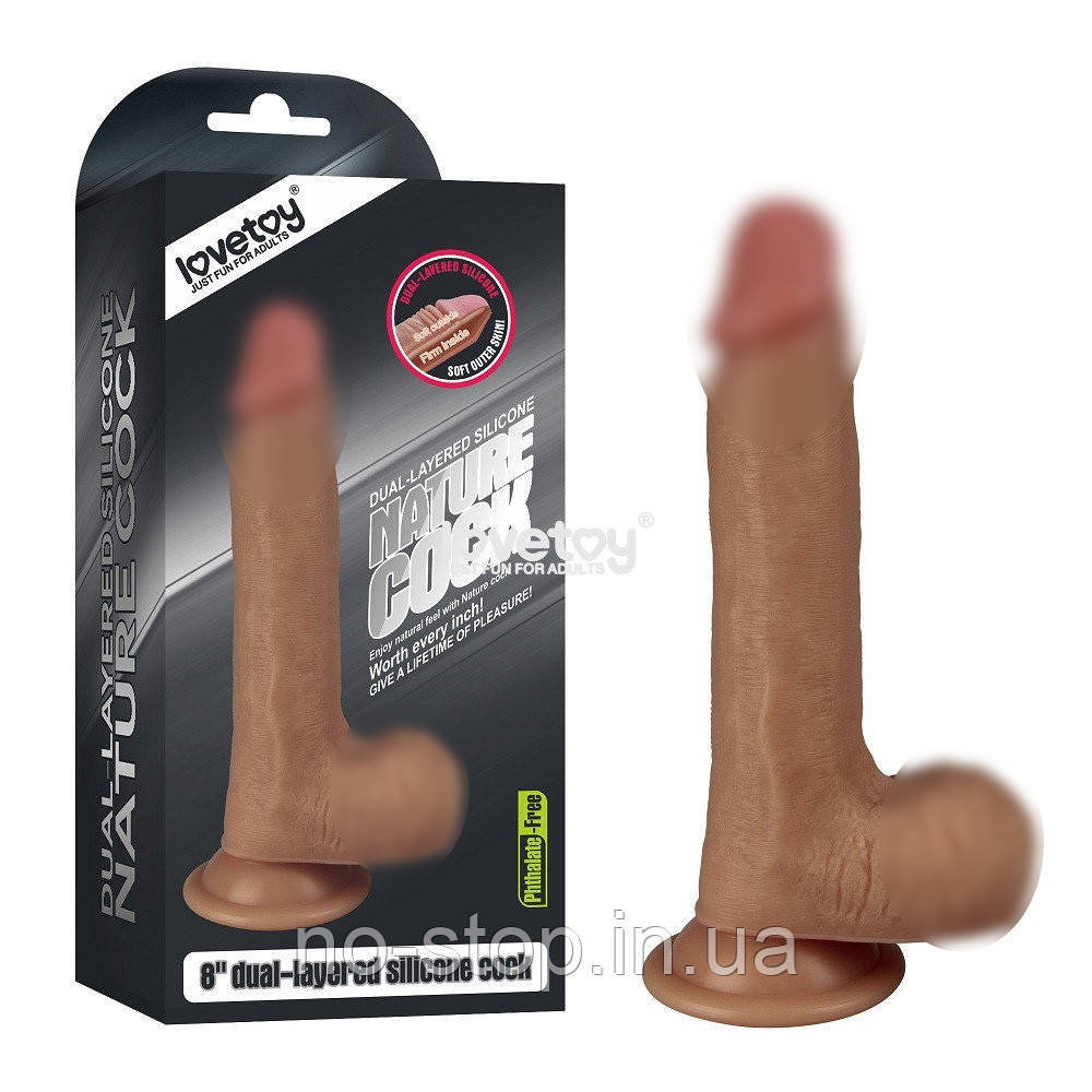 Фалоімітатор з мошонкою - 8" Dual-layered Silicone Dildo