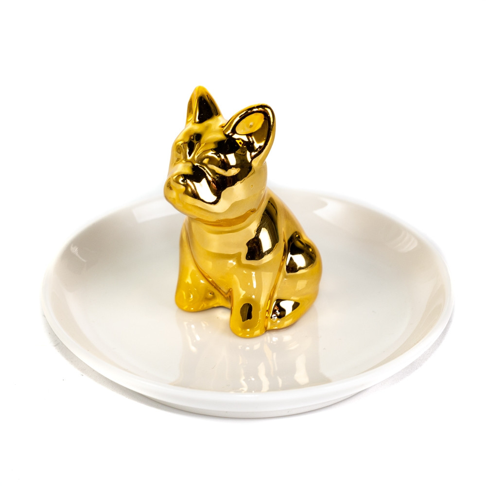 Керамічне блюдце для прикрас "Бульдог" 10х8 см, фото 1