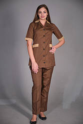 Костюм для покоївки з коротким рукавом коричневого кольору