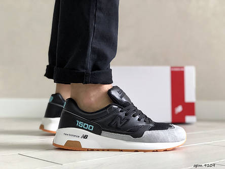 Замшеві чоловічі кросівки New Balance 1500,чорно-сірі, фото 2