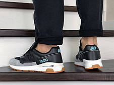 Замшеві чоловічі кросівки New Balance 1500,чорно-сірі, фото 2