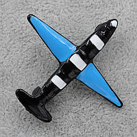 Брошка металева на сріблястій основі літачок покрита кольоровою емаллю розмір виробу 45х45 мм