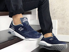 Замшеві чоловічі кросівки New Balance 1500,сині з білим, фото 2