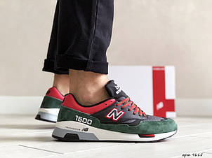 Замшеві чоловічі кросівки New Balance 1500,чорні з зеленим, фото 2