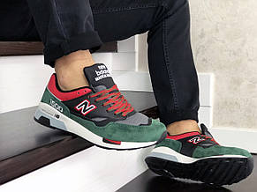 Замшеві чоловічі кросівки New Balance 1500,чорні з зеленим, фото 2