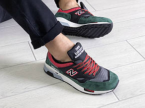 Замшеві чоловічі кросівки New Balance 1500,чорні з зеленим, фото 2