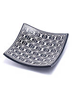 Фруктовница тарелка квадратная керамическая черно-белая 40см*40см