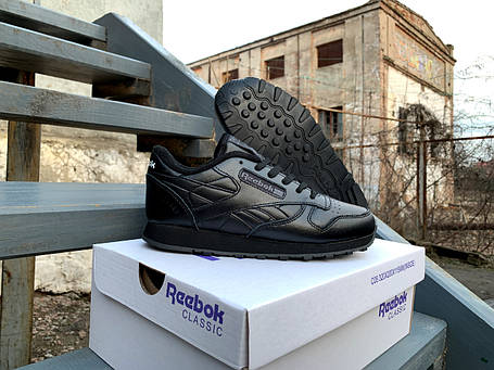 Кросівки Reebok Classic чорні підліткові, фото 1
