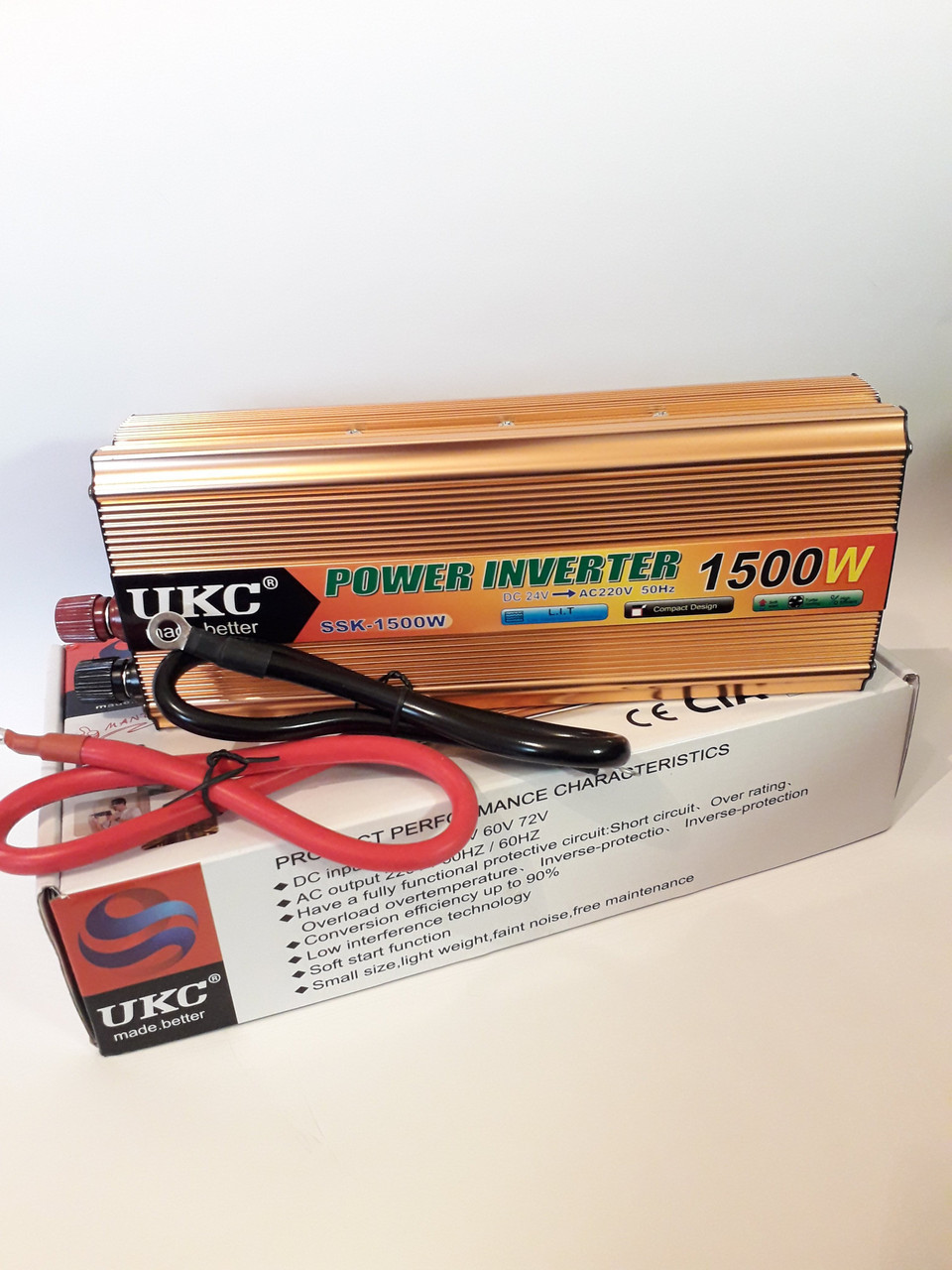 Інвертор UKC 1500W 24V Перетворювач струму AC/DC Gold, фото 1