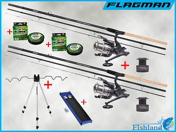 Фідерний набір Flagman S-Power River 3.9 m 150g з Котушками + Підставка + ПОДАРУНОК