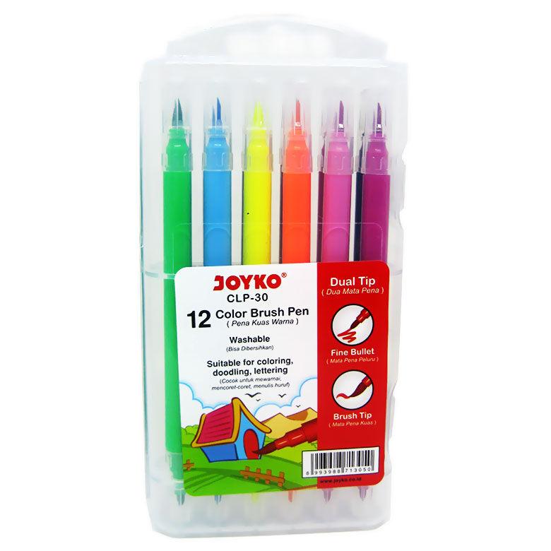 Фломастери 12кол. Joyko двосторонні з пензликом CLP-30, фото 1