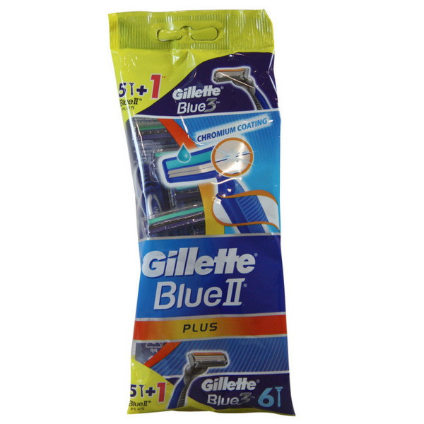 Верстати одноразові Gillette Blue II Plus 5 шт. + Blue3 1 шт.