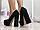 Жіночі туфлі на широкому каблуці і стрипі, чорна замша, фото 6