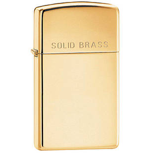 Запальничка Zippo 1654 Slim Solid Brass жовта 1654