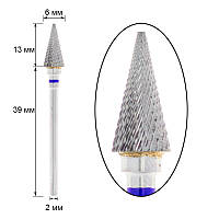 Фреза твердосплавная - конус M 3/32" Conical Shape диаметр 6 мм, рабочая часть 13 мм, синяя