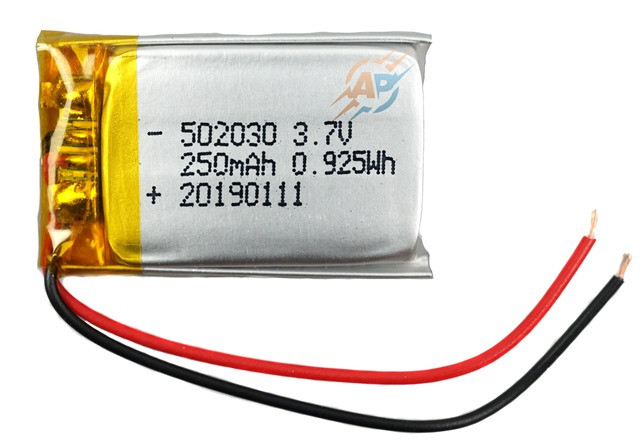 Акумулятор 250mAh 3.7 v 502030 для відеореєстраторів, навушників, блютуз стіна, MP3 плеєрів