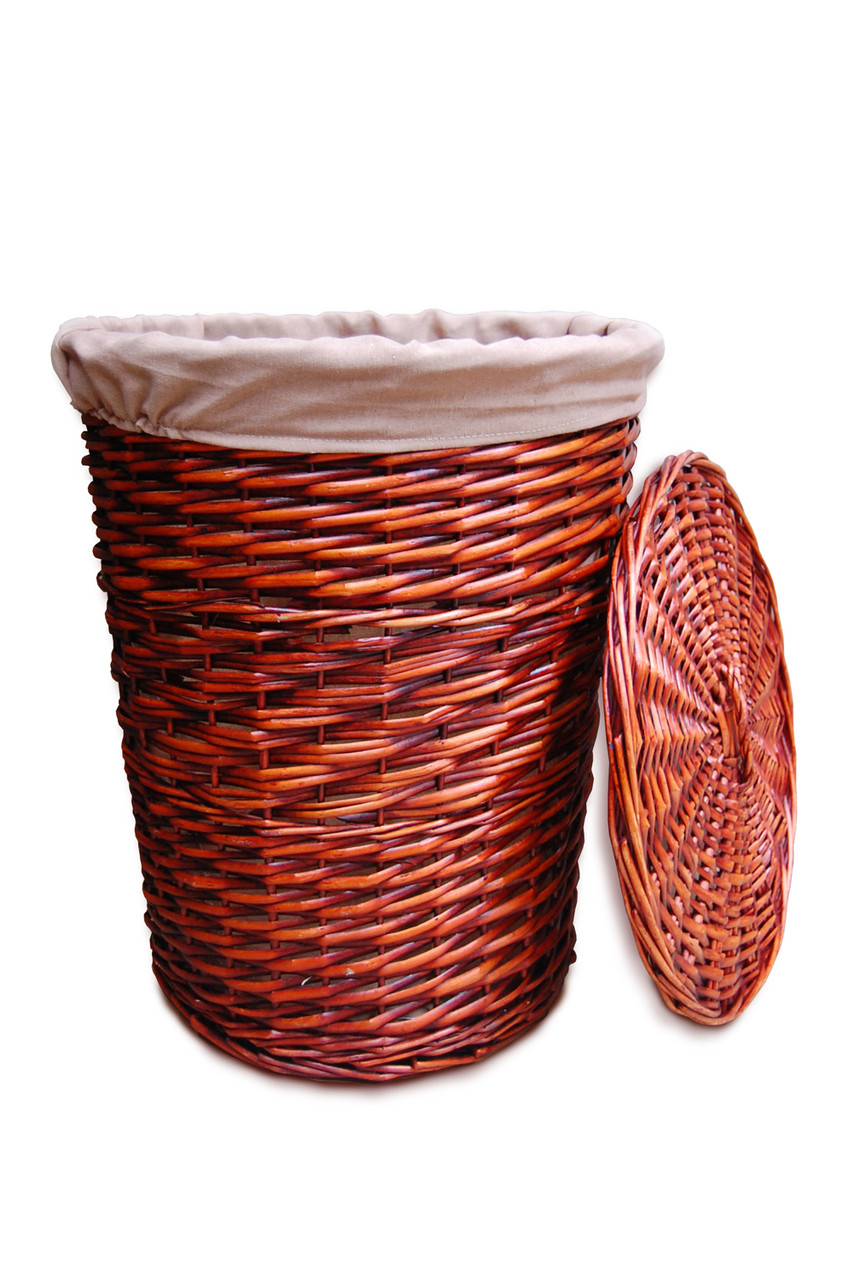 Кошик білизняний круглий коричневий 36х36х42 см (FG-06S)