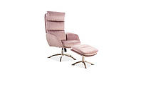 Кресло Monroe Velvet с оттоманкой механизм Tilt бархатная ткань Bluvel 52 Античный розовый (Signal TM)