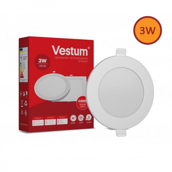 Світильник LED врізний круглий світлодіодний Vestum 3W 4000K 220V