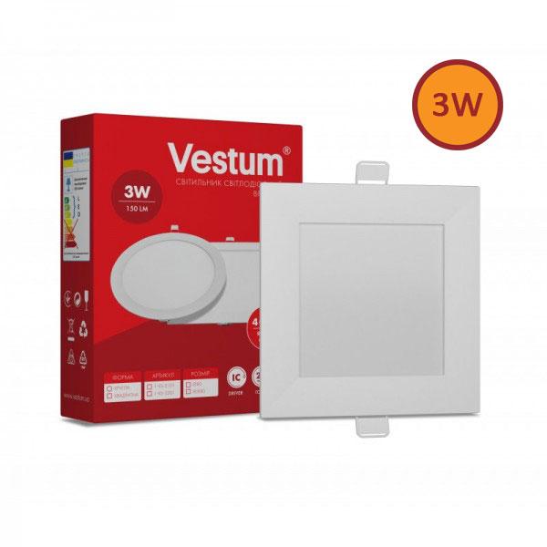 Світильник LED врізний квадратний світлодіодний Vestum 3W 4000K 220V