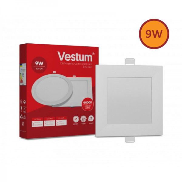 Світильник LED врізний квадратний світлодіодний Vestum 9 W 4100 K 220V