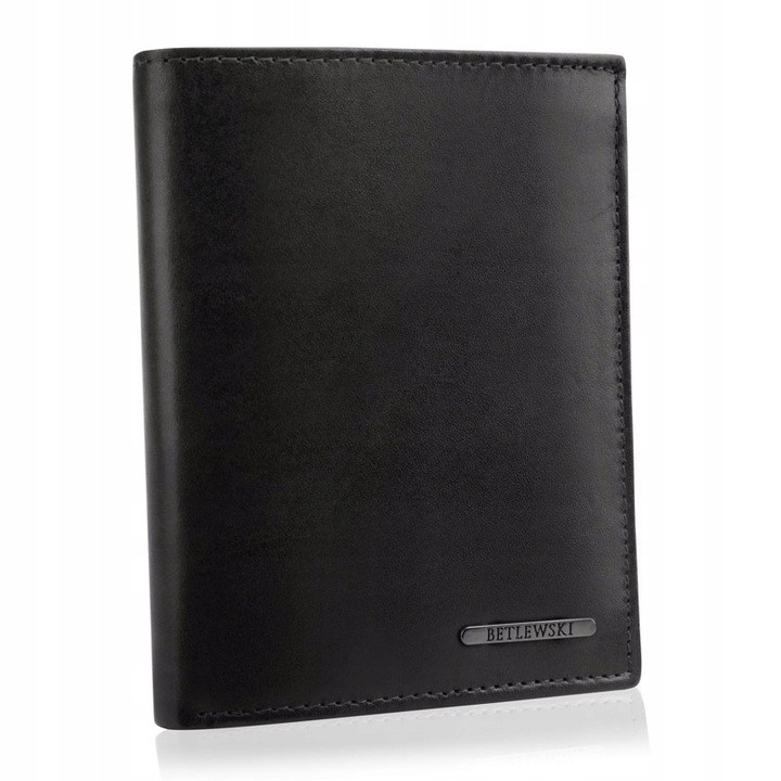Чоловічий шкіряний гаманець Betlewski з RFID 12,5 х 10,2 х 2,5 (BPM-VTC-300) - чорний, фото 1