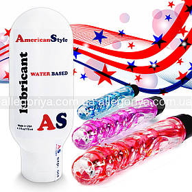 Лубрикант American Style на водной основе 115 ml + Вибратор Вагинально - Анальный 2в1