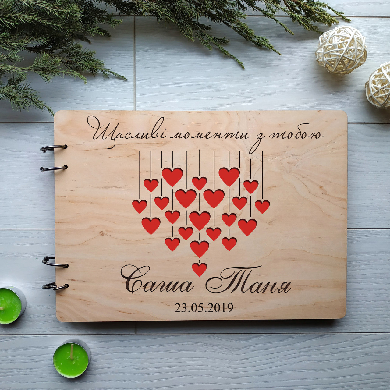 Свадебный Деревянный Альбом для Теплых Слов и Фотографий — Купить ...