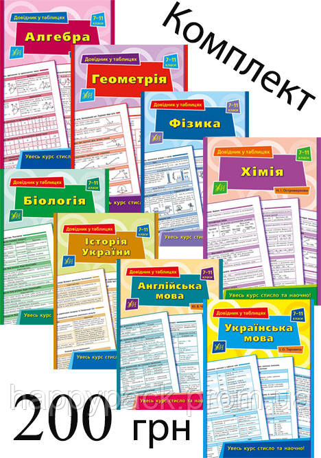 Довідник у таблицях КОМПЛЕКТ 7 - 11 клас