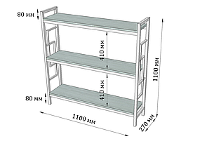 Стелаж ЛОНГ 3 полиці в стилі Лофт (серія Квадро) Метал Дизайн, фото 2