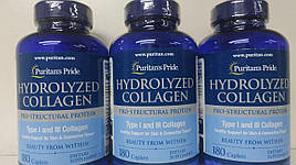 Колаген гідролізат, Puritan's Pride Hydrolyzed Collagen 1000 mg 180 Caplets