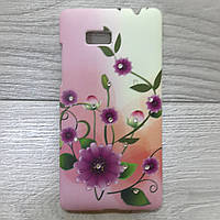 Чехол пластиковый для HTC Desire 600 | цветы / камни розовый