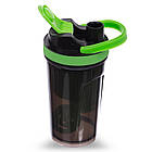 Шейкер для спортивного харчування TOP SHAKER BOTTLE 1869 500 мл чорний-зелений, фото 2