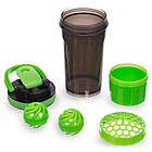 Шейкер для спортивного харчування TOP SHAKER BOTTLE 1869 500 мл чорний-зелений, фото 3