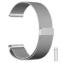 Ремінець металевий для годинника 22 мм міланська петля сріблястий, фото 2