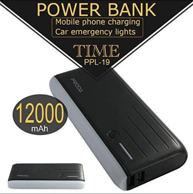 Зовнішній зарядний пристрій Power Bank Proda 12000 mAh з мигалкою, фото 1