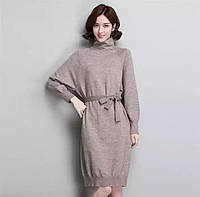 Платье-свитер удлиненное бежевого цвета, размер S/M/L