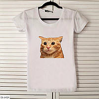 Летняя футболка с рыжим котиком