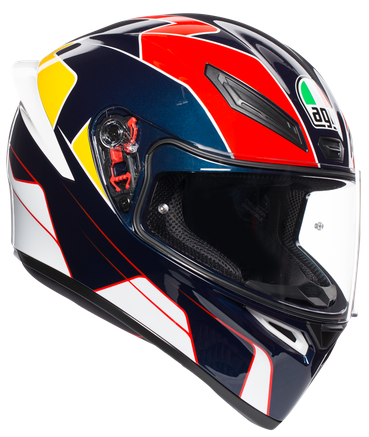 Мотошолом AGV K1 Pitlane блакитний/червоний/жовтий, MS