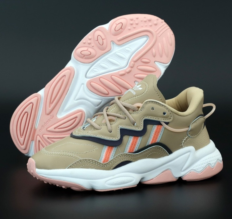 Жіночі кросівки Adidas Ozweego Beige White рефлективні. Фото в живу. топ